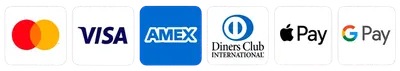Accepted payment methods: Mastercard, Visa, American Express, Diners Club, Apple Pay and Google Pay